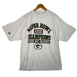 Vintage Green Bay Packers XXL T Shirt Logo 7 Super Bowl Champs 1997 NFL FLAW